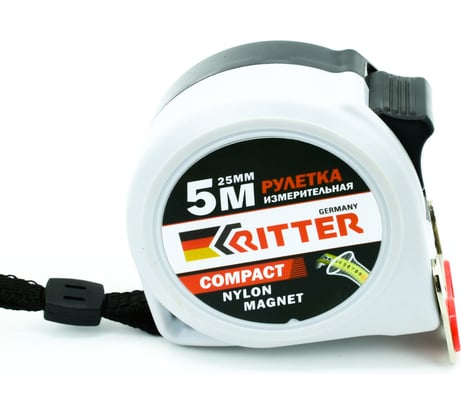 Измерительная рулетка RITTER Compact 5 м, 25 мм, магнит, двухсторонняя, нейлон HT503525