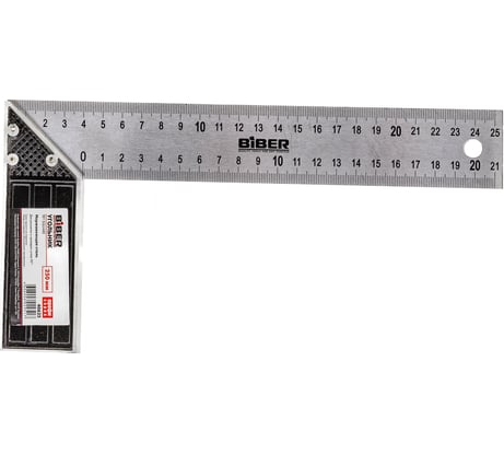 Столярный угольник из нержавеющей стали с гравировкой, 250 мм Biber ПРОФИ 40625 тов-093465