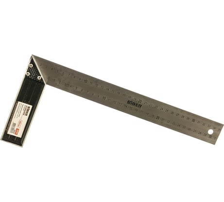 Cтолярный угольник из нержавеющей стали с гравировкой, 350 мм Biber ПРОФИ 40635 тов-093467