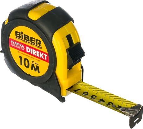 Рулетка (обрезиненный корпус, 10 м х 25 мм) Biber DIREKT 40105 тов-054502