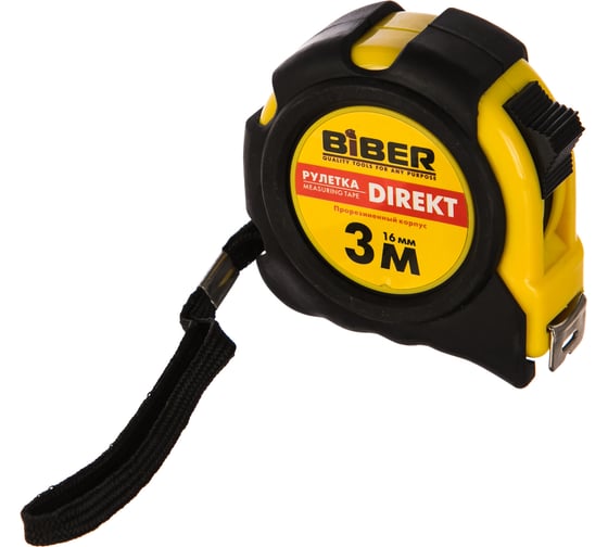 Рулетка (обрезиненный корпус, 3 м х 16 мм) Biber DIREKT 40102 тов-054500 1
