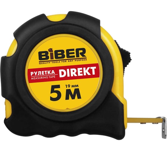 Рулетка (обрезиненный корпус, 5 м х 19 мм) Biber DIREKT 40103 тов-049302