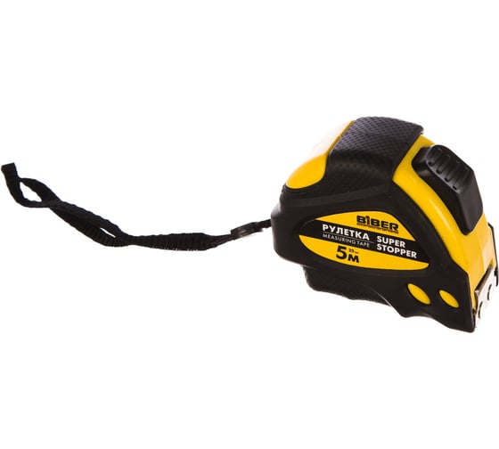 Рулетка (обрезиненный корпус, автофиксация, 5 м х 25 мм) SUPER STOPPER Biber 40124 тов-093329