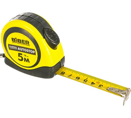 Рулетка (обрезиненный корпус, 5 м х 19 мм) Biber AUTOSTOP 40072 тов-173002