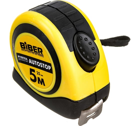 Рулетка (обрезиненный корпус, 5 м х 25 мм) Biber AUTOSTOP 40073 тов-173003