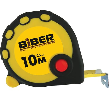 Рулетка (обрезиненный корпус, 10 м х 25 мм) Biber STANDART 40095 тов-173014