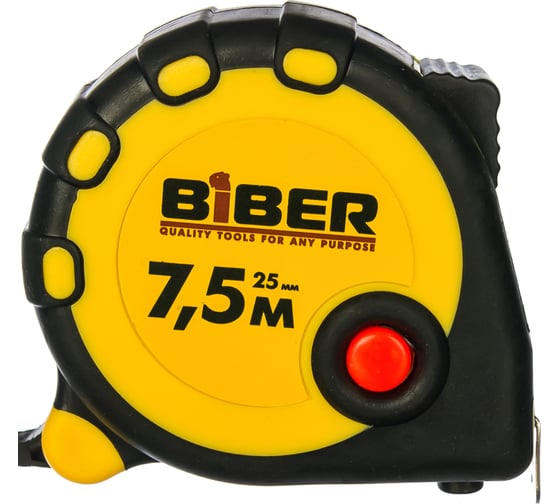 Рулетка (обрезиненный корпус, 7.5 м х 25 мм) Biber STANDART 40094 тов-173013