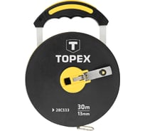 Геодезическая мерная лента Topex 30 м х 13 мм фиберглас закрытый корпус с ручкой 28C533