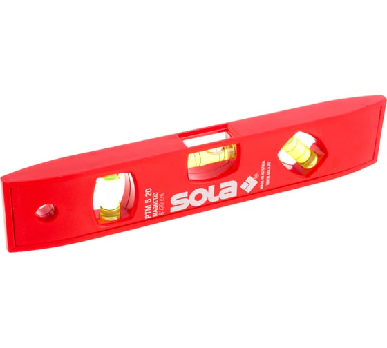 Пластиковый магнитный уровень, L=20 см, 3 глазка SOLA PTМ 5 01430601
