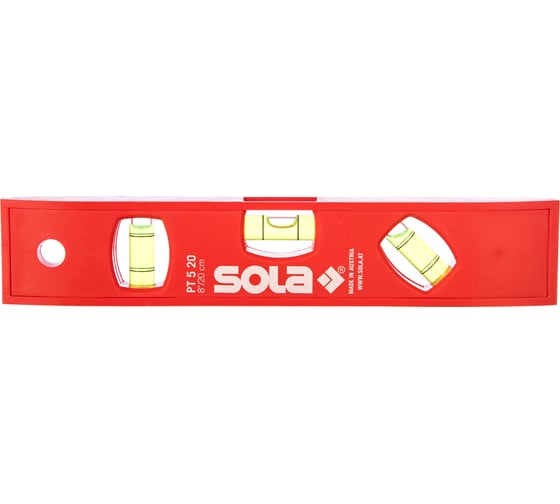 Пластиковый уровень, L=20 см, 3 глазка SOLA PT 5 01430201