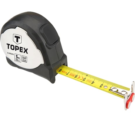 Рулетка, стальная лента, 5 м/22 мм, магнит TOPEX 27C375