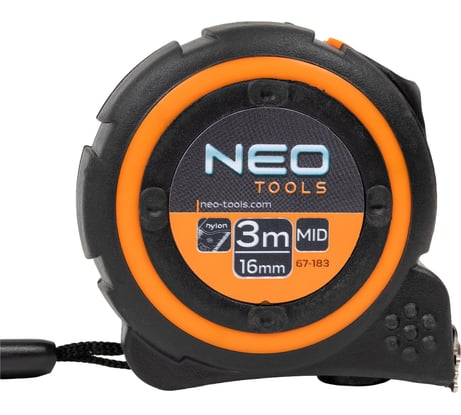 Рулетка NEO Tools двухкомпонентный корпус стальная лента 3 м x 19 мм магнит 67-183