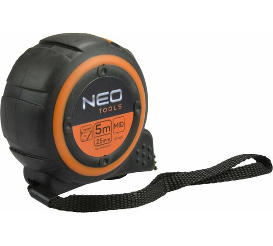 Рулетка NEO Tools двухкомпонентный корпус стальная лента 5 м x 25 мм магнит 67-185