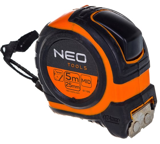 Рулетка NEO Tools двусторонняя стальная лента 5 м x 25 мм магнит 67-195