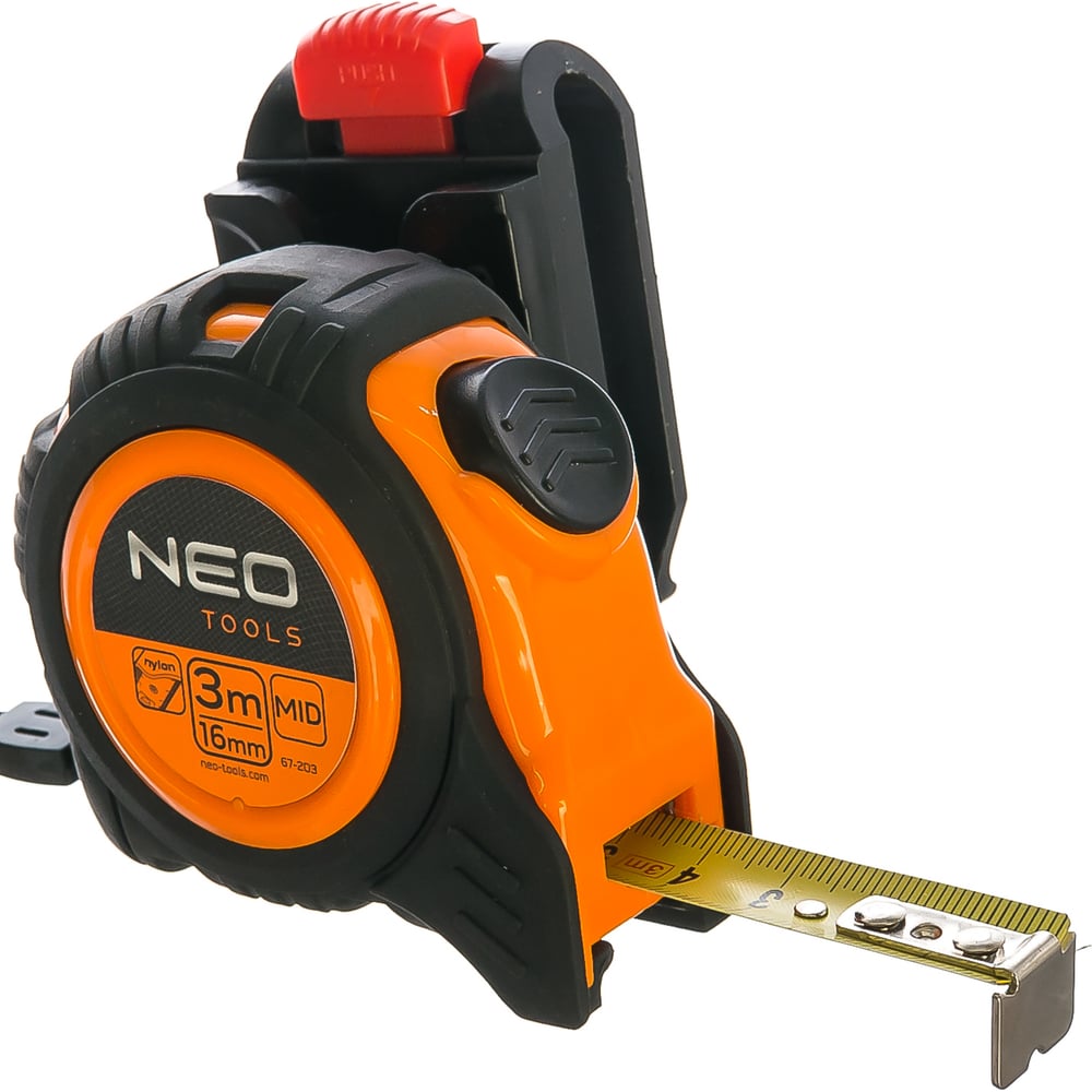 Рулетка NEO Tools стальная лента 3 м x 16 мм c автостопом 67-203 ...