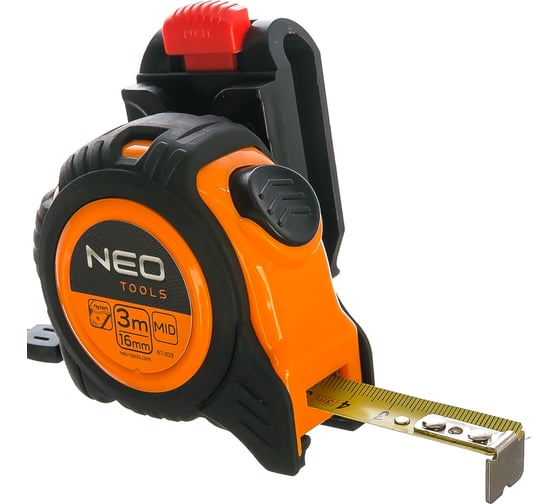 Рулетка NEO Tools стальная лента 3 м x 16 мм c автостопом 67-203 1