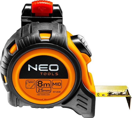 Рулетка NEO Tools стальная лента 8 м x 25 мм c автостопом 67-208 1