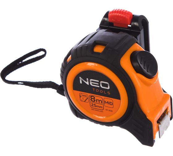 Рулетка NEO Tools стальная лента 8 м x 25 мм c автостопом 67-208