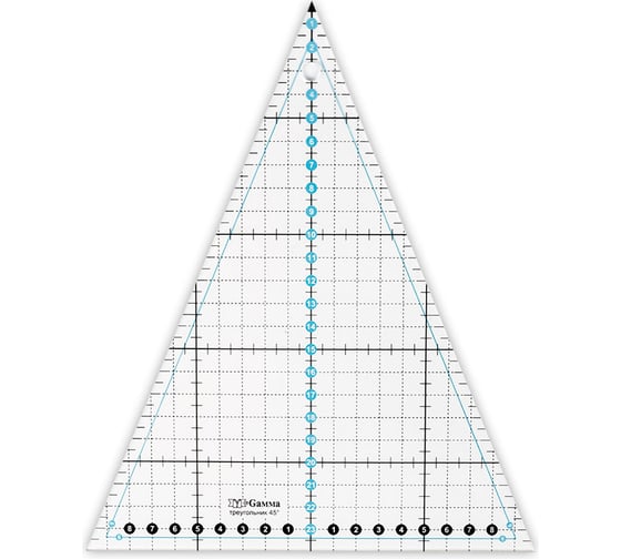Линейка для пэчворка Gamma QRL-08 24х20 см, треугольник 45, пластик 581713