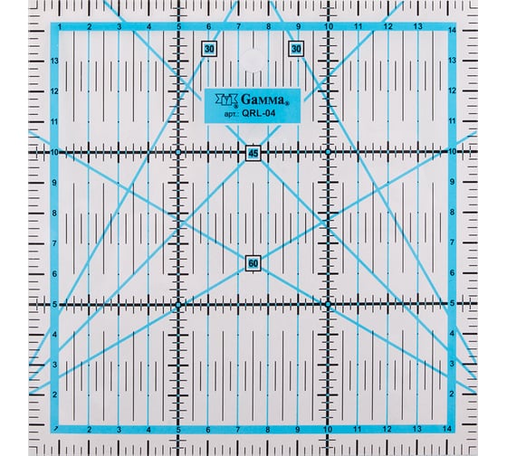 Линейка для пэчворка Gamma 15х15 см, пластик QRL-04 389499
