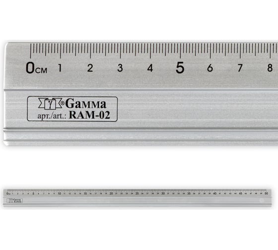Универсальная линейка с нескользящим покрытием Non-Slip Gamma алюминий, 50х3.5 см, в чехле RAM-02 665497