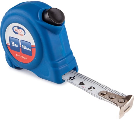 Рулетка пластиковый корпус 3мх16мм с автостопом AUTOVIRAZH AV-272430