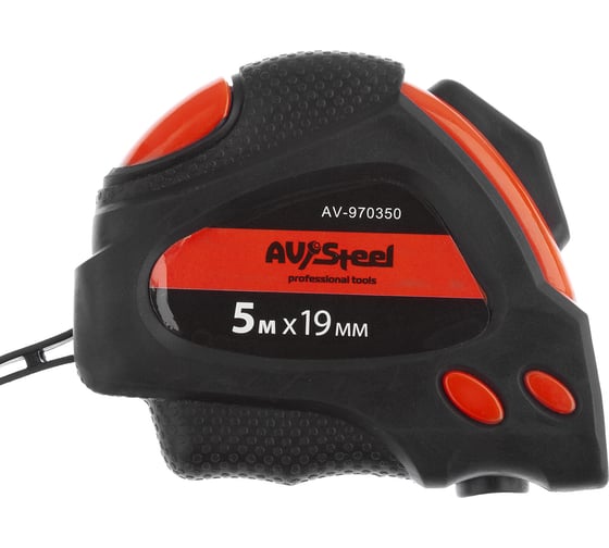 Рулетка, обрезиненный корпус 5мх19мм с автостопом AV Steel AV-970350