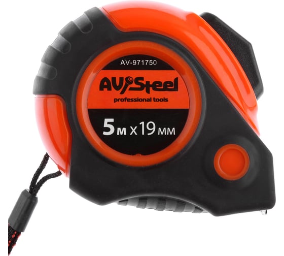 Рулетка обрезиненный корпус 5мх19мм с автостопом AV Steel AV-971750