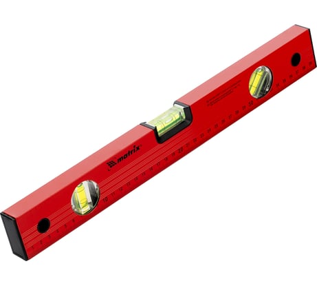 Алюминиевый уровень 400 мм, 3 глазка, красный, линейка MATRIX 33220