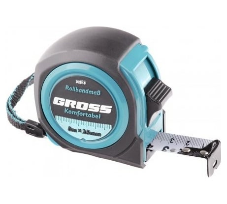 Рулетка Komfortabel, 8 м х 25 мм обрезиненный корпус GROSS 32563