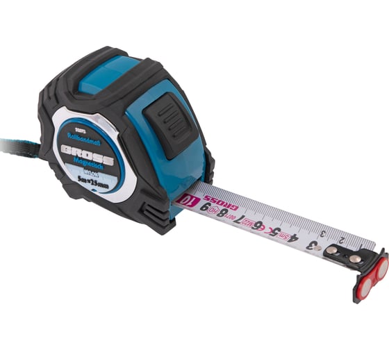 Рулетка Magnetisch, 5 м х 25 мм обрезиненный корпус,автоматическая фиксация GROSS 32572