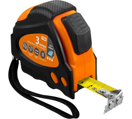 Рулетка TDM ELECTRIC Алмаз 3 м, 16 мм, тройная фиксация, автостоп SQ1018-0109