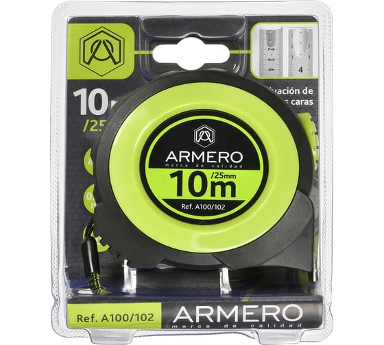 Рулетка с автоблокировкой Armero 10 м/25 мм A100/102