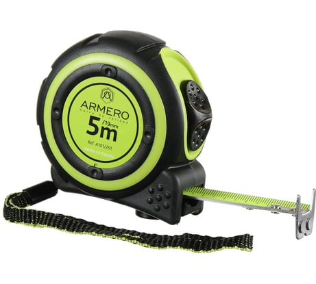 Магнитная нейлоновая рулетка с фиксатором Armero 5м/19мм A101/251