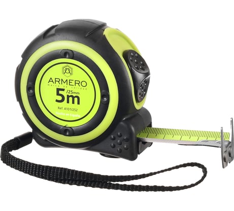 Магнитная нейлоновая рулетка с фиксатором Armero 5м/25мм A101/252