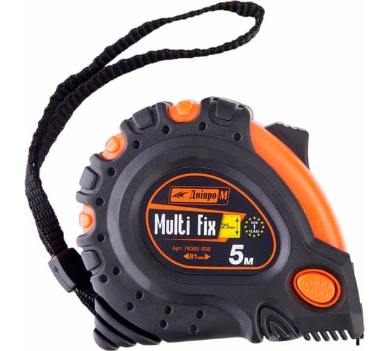 Рулетка Dnipro-M Multi Fix 5 м х 25 мм, магнит, нейлон, 3 кнопки 79488000