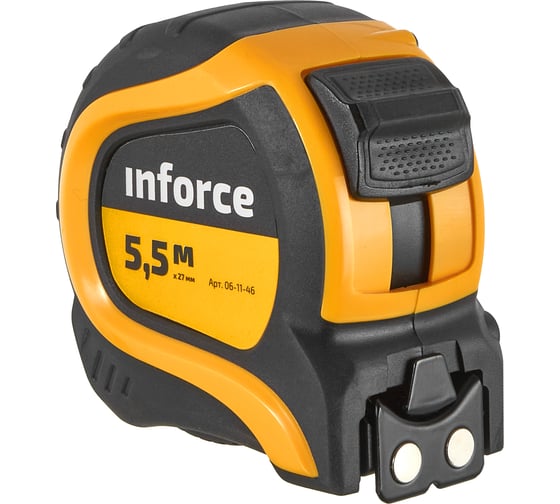Измерительная рулетка с нейлоновой лентой и магнитным зацепом 5.5x27мм Inforce 06-11-46