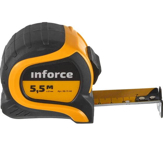 Измерительная рулетка с нейлоновой лентой и магнитным зацепом 5.5x27мм Inforce 06-11-46
