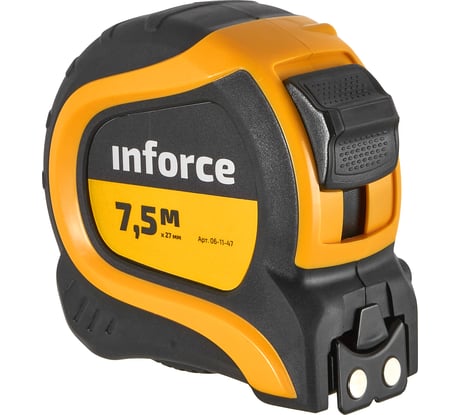 Измерительная рулетка с нейлоновой лентой и магнитным зацепом 7.5x27мм Inforce 06-11-47