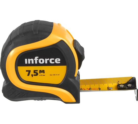 Измерительная рулетка с нейлоновой лентой и магнитным зацепом 7.5x27мм Inforce 06-11-47