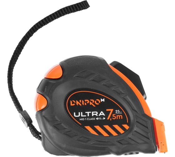 Рулетка Dnipro-M Ultra 2 ст./7.5 м х 25 мм, маркер, нейлон, автостоп 79480000
