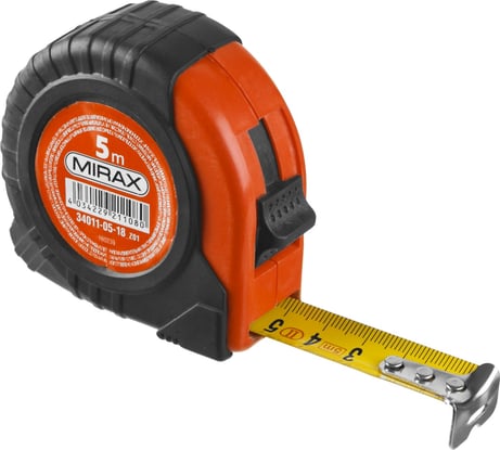 Рулетка с обрезиненным пластиковым корпусом MIRAX 5м/18мм 34011-05-18_z01