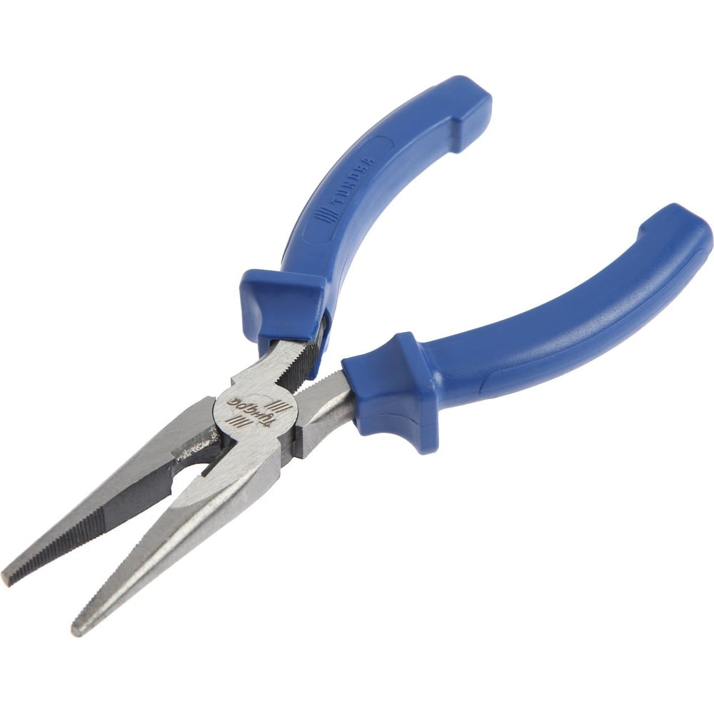 Длинногубцы ТУНДРА CrV, шлифованные, пластиковые рукоятки, 160 мм ...