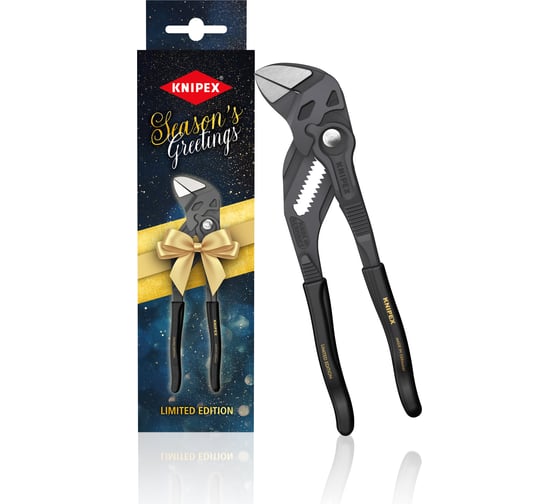 Клещи Knipex переставные, зев 40 мм, длина 180 мм, фосфатированные, обливные ручки, рождественская упаковка, SB KN-8601180XMAS
