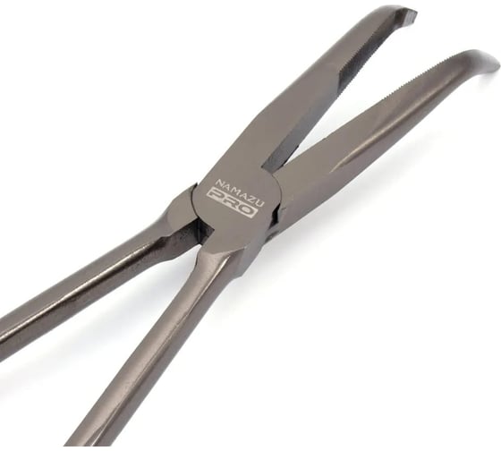 Рыболовные удлиненные изогнутые плоскогубцы Namazu pro bent nose pliers, 290 мм NP-BNP-290