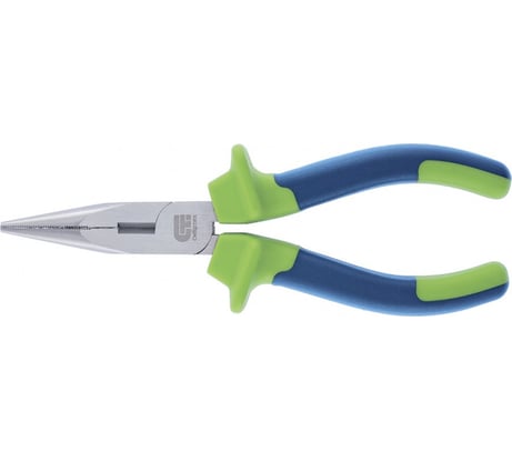 Прямые длинногубцы СИБРТЕХ 160 мм, двухкомпонентные рукоятки 17104