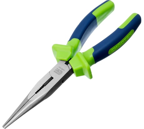 Прямые длинногубцы СИБРТЕХ 200 мм, двухкомпонентные рукоятки 17106