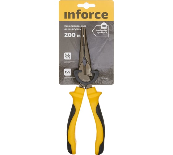 Никелированные длинногубцы Inforce 200мм 06-18-47