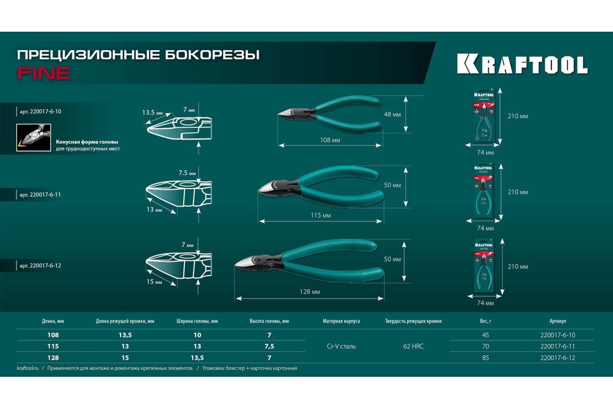Прецизионные бокорезы KRAFTOOL Precision 108 мм 220017-6-10 - выгодная ...