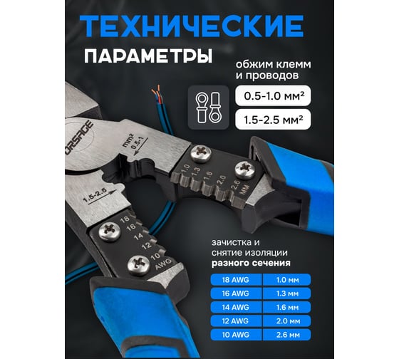 Длинногубцы для снятия изоляции Forsage 230мм F-610M230(58514)